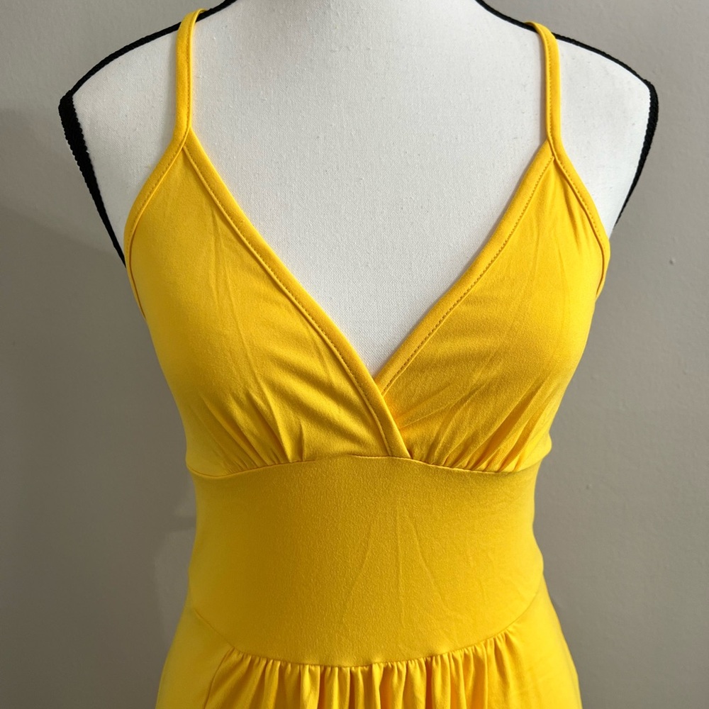 Yellow V Neck Side Slit Maxi Dress - NWOT - Picture 4 of 9